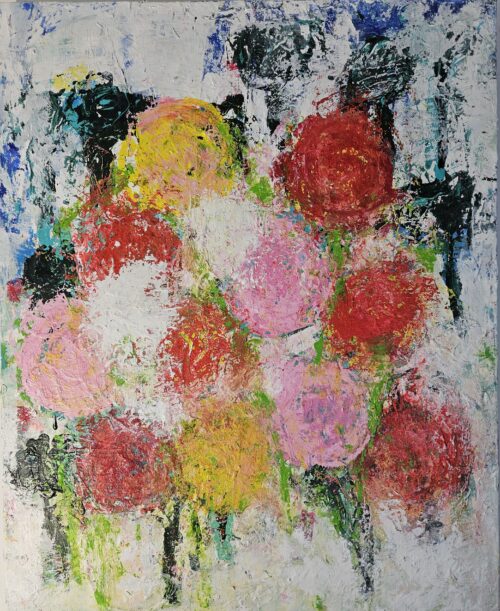 Fleurs sauvages 3 acrylique et collage papier sur toile 100x81cm