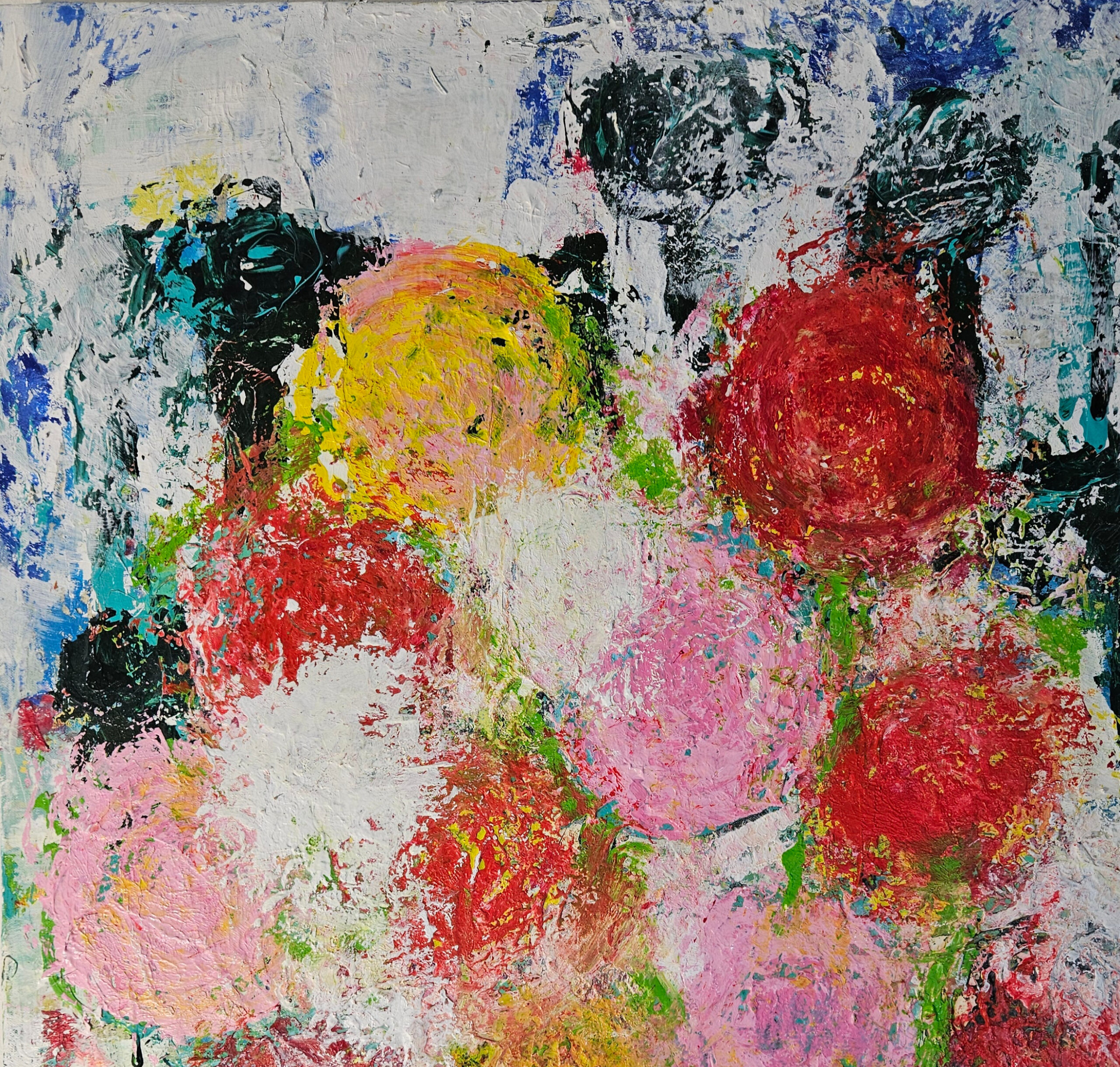Fleurs sauvages 3 acrylique et collage papier sur toile 100x81cm – Image 3