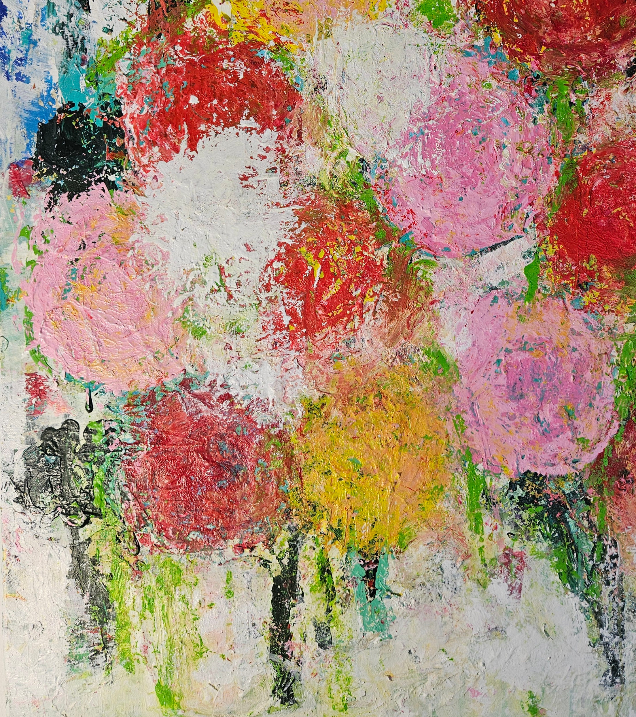 Fleurs sauvages 3 acrylique et collage papier sur toile 100x81cm – Image 4