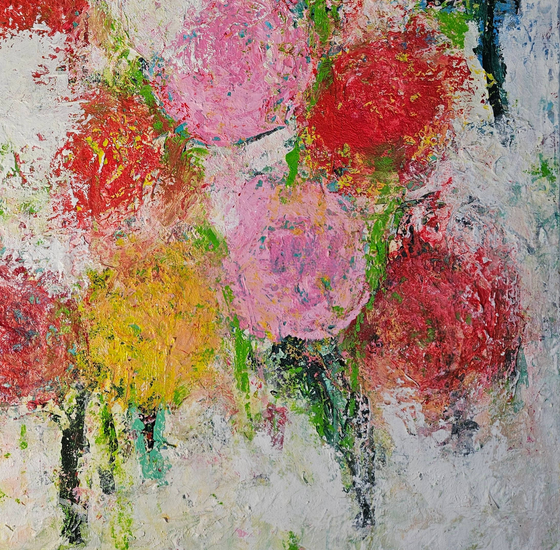 Fleurs sauvages 3 acrylique et collage papier sur toile 100x81cm – Image 6