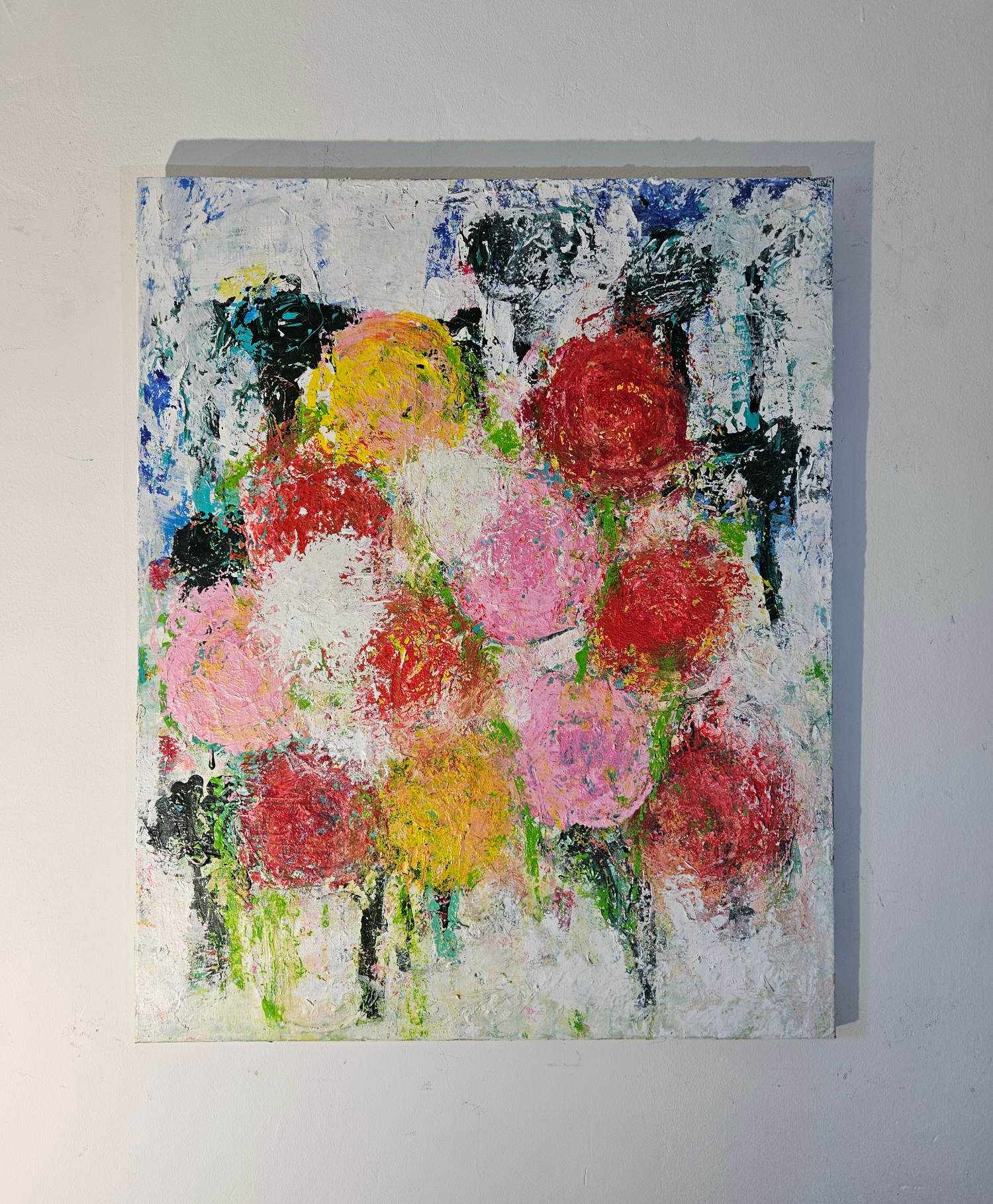 Fleurs sauvages 3 acrylique et collage papier sur toile 100x81cm – Image 2